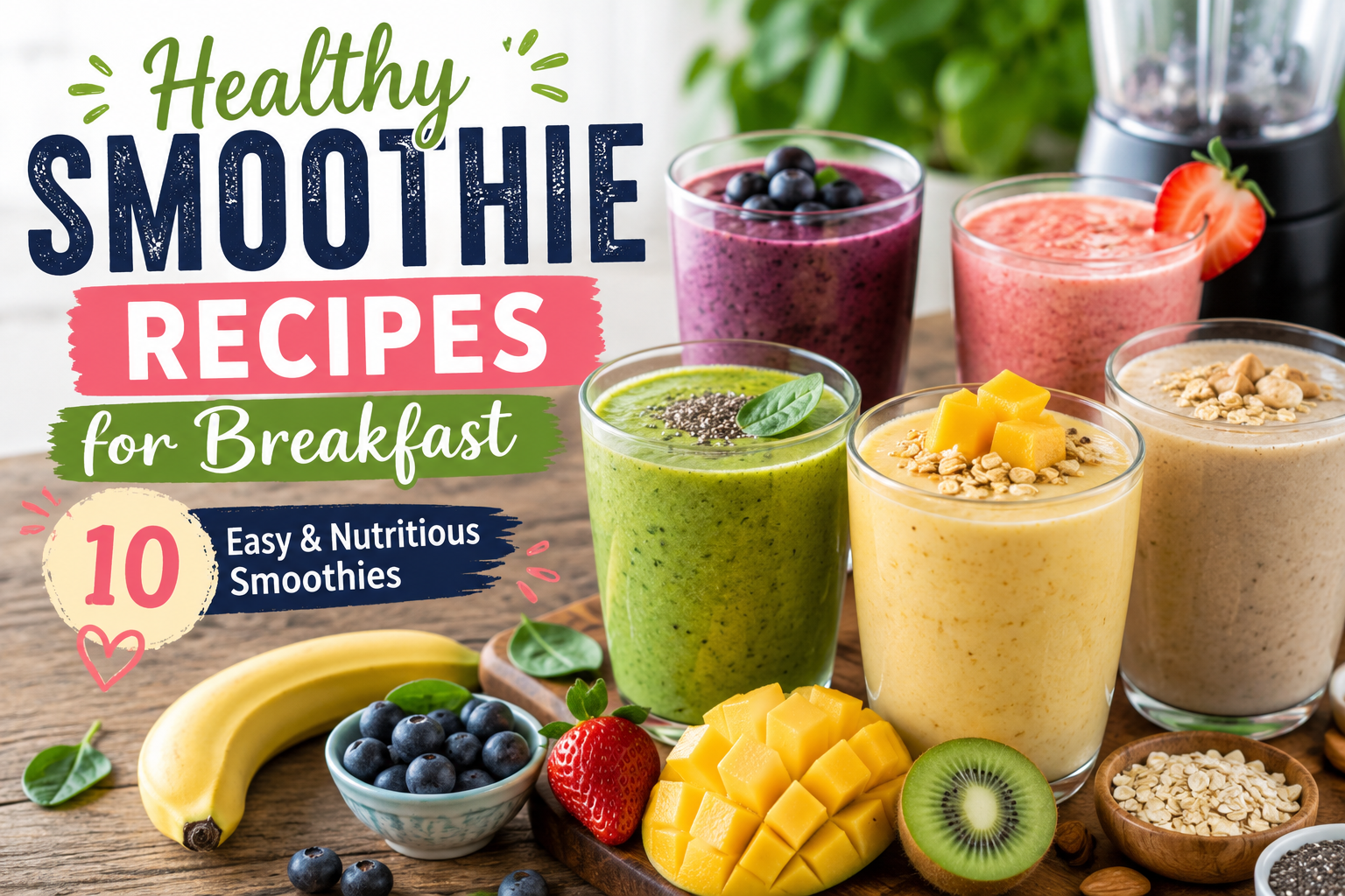 Healthy Smoothie Recipes for Breakfast | 10 Easy & Nutritious Ideas