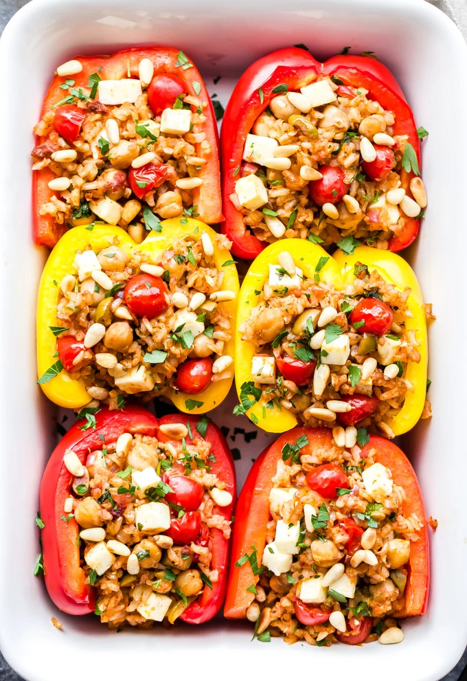 Mediterranean Chickpea Stuffed Peppers