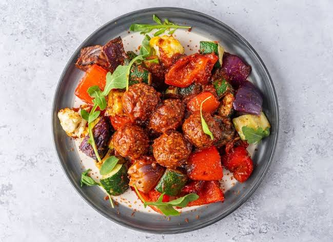 Turkey Meatballs with Roasted Vegetables