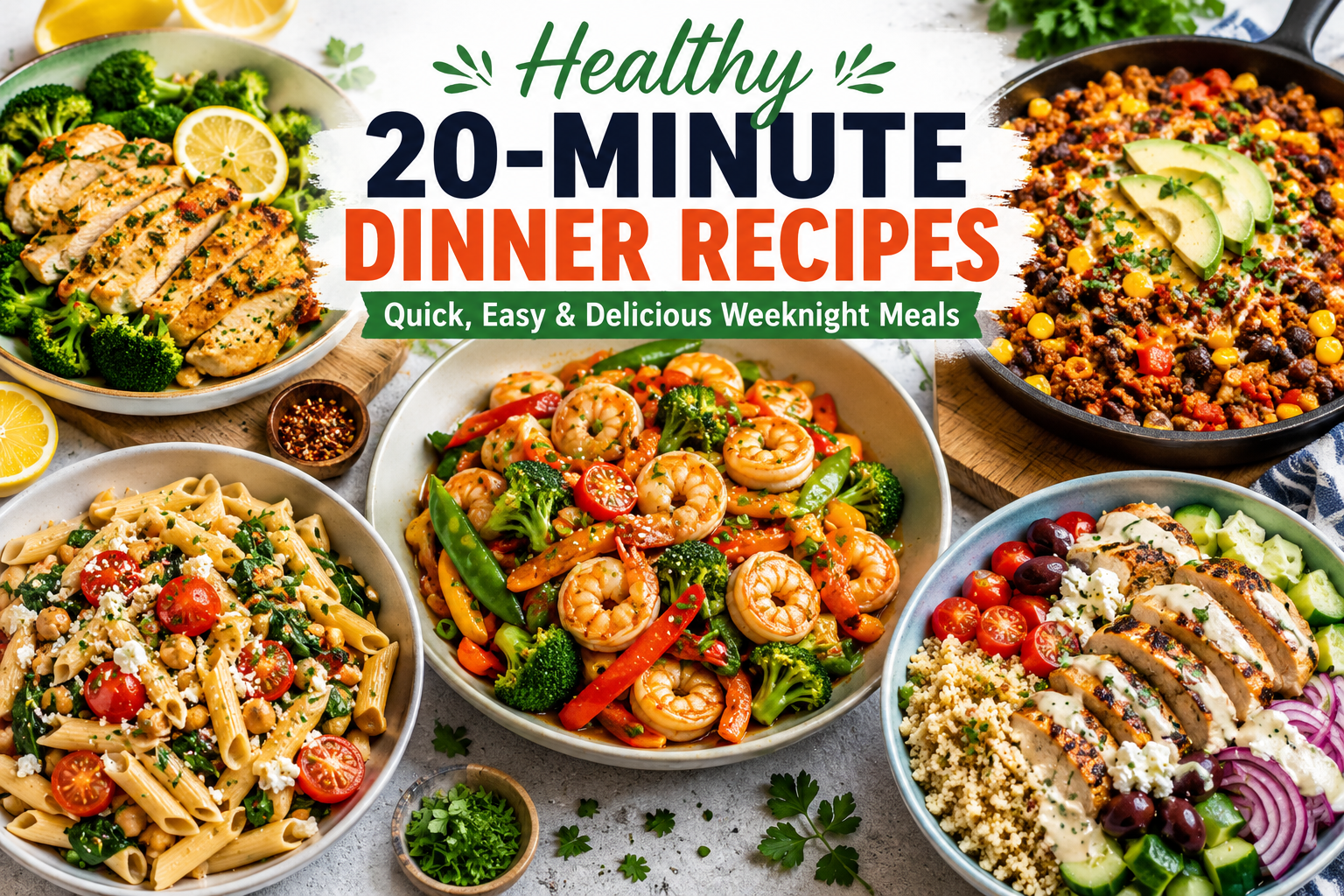 Healthy 20-Minute Dinner Recipes | 15 Quick & Easy Meals for Busy Nights