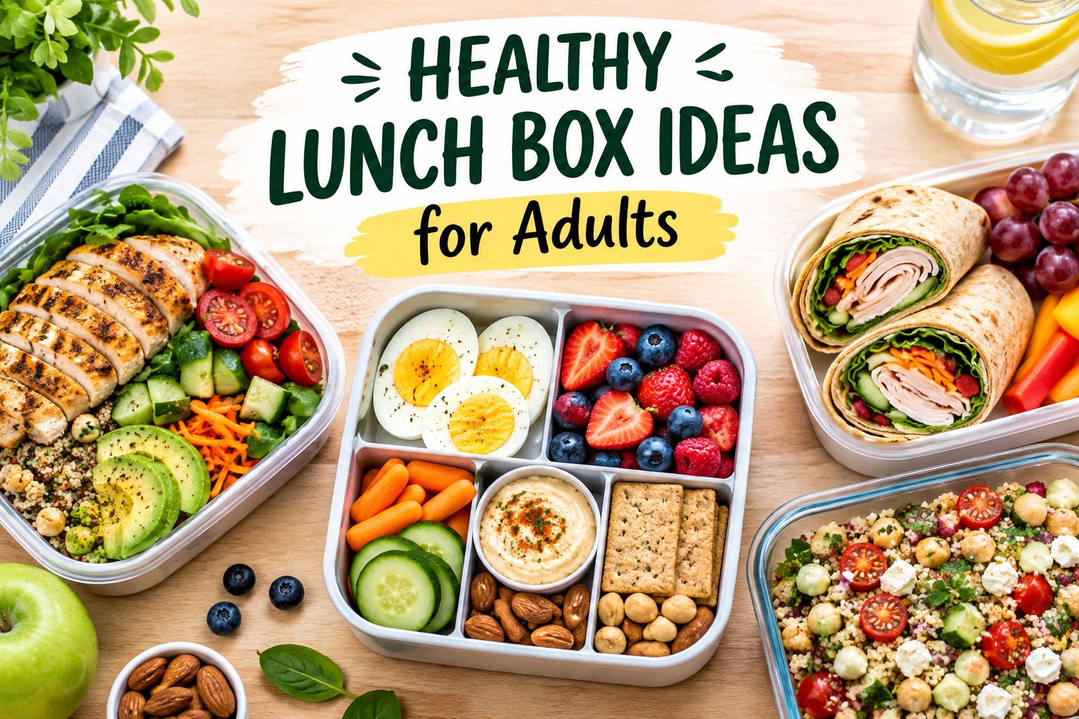 10 Healthy Lunch Box Ideas for Adults | Easy & Quick