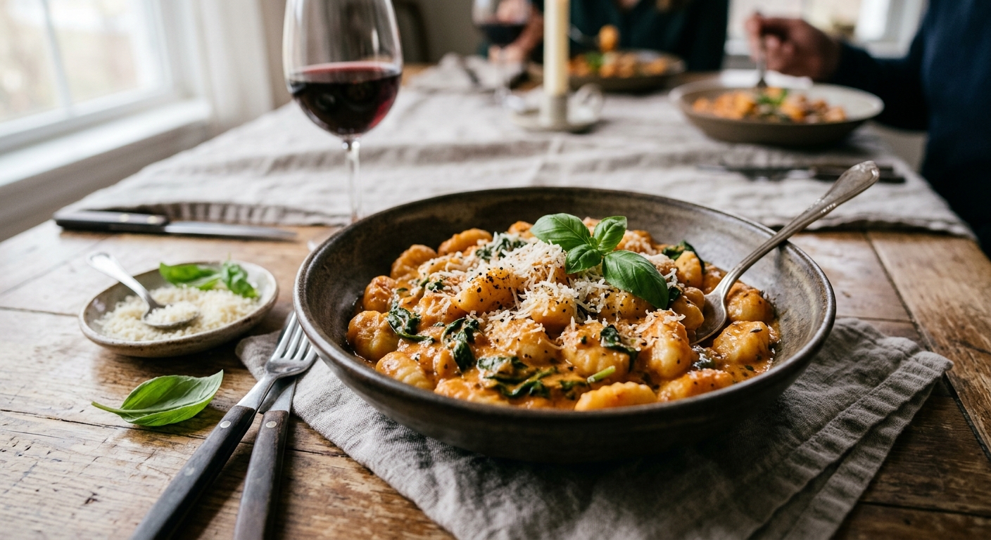 Creamy Tomato Gnocchi with Spinach